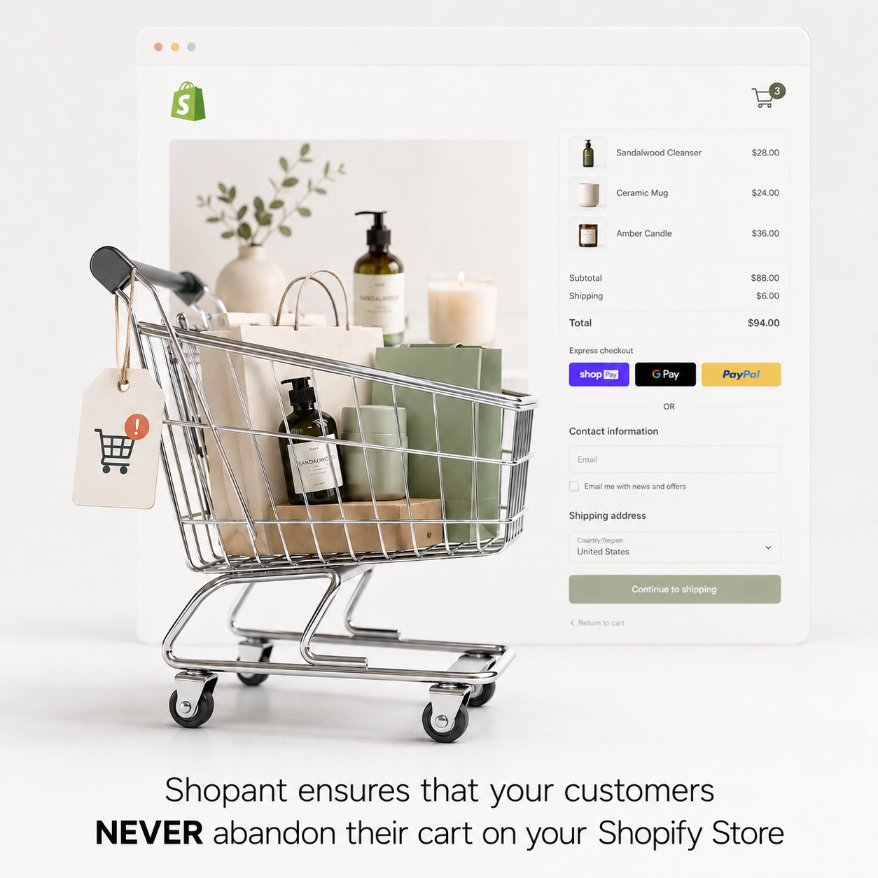 Shopify store growth visual with Shopant