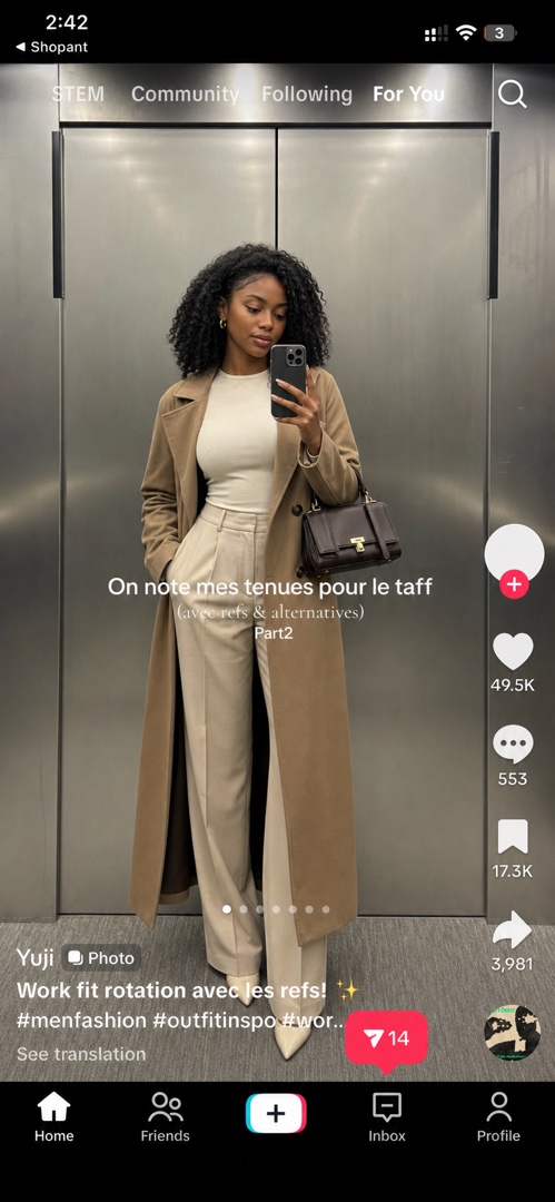 A TikTok fashion look ready to share to Shopant.
